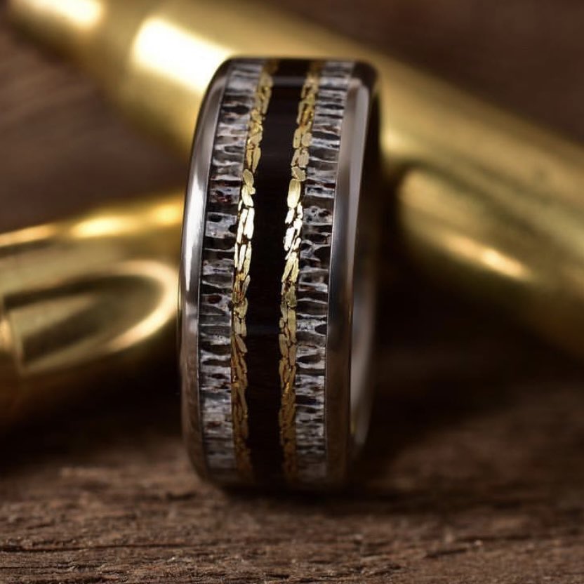 TheRidgelinePro- Front View - Men's Antler Wedding Rings
