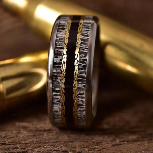 TheRidgelinePro- Front View - Men's Antler Wedding Rings