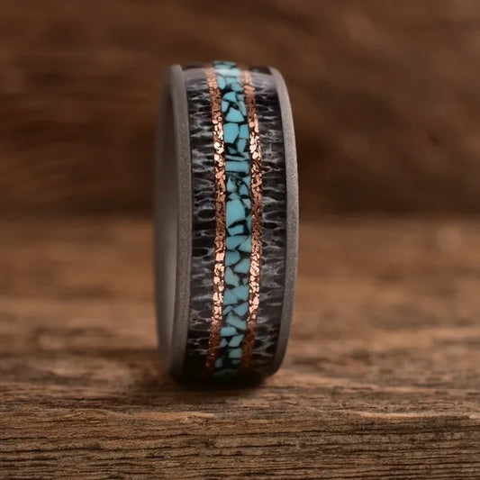 TheArizona2SandblastedEdition - Men's Antler Wedding Rings