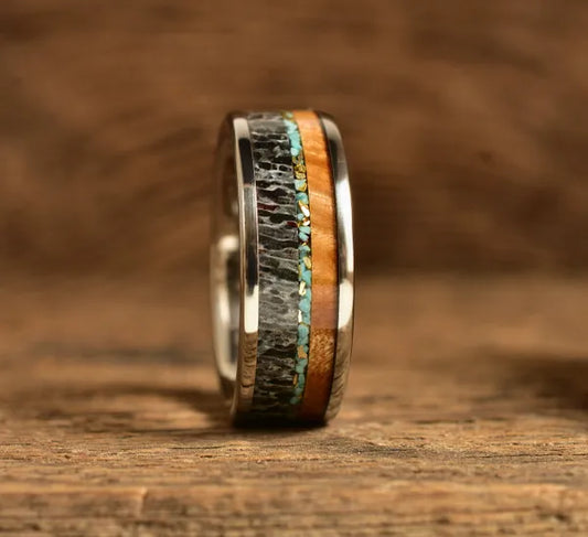 TheCountryBoyDarkAntlerGoldEdition - Men's Antler Wedding Rings