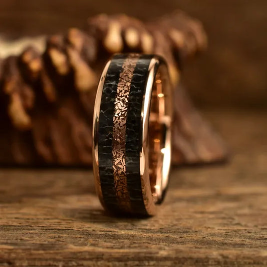 TheHighRoller_RoseGold_Edition - Men's Antler Wedding Rings