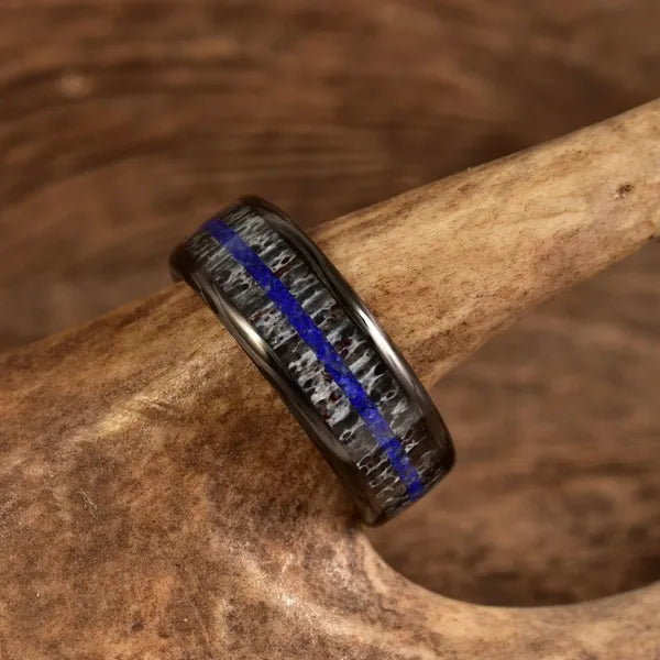 TheL.E.CarbonHunter - Front View- Men's Antler Wedding Rings