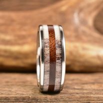 TheMontana - Front View - Men's Antler Wedding Rings