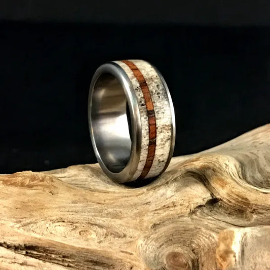 TheMontana2 - Side View - Men's Antler Wedding Rings