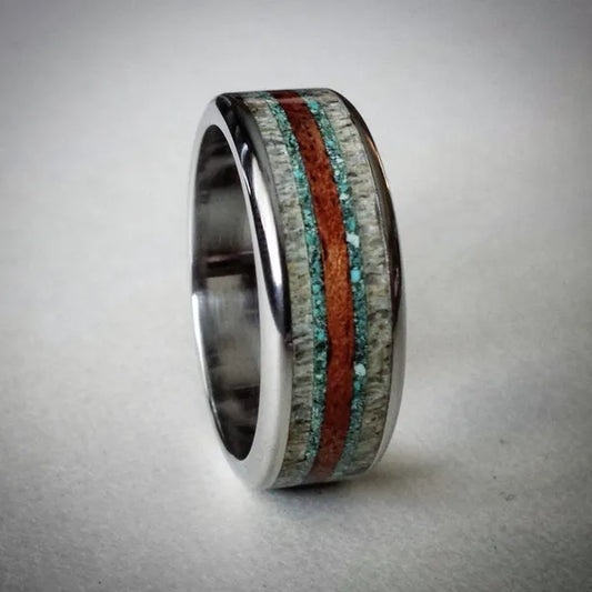 TheTexan - Side View - Men's Antler Wedding Rings