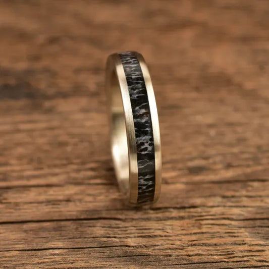 TheYukonWhiteGold_BrushFinish - Men's/Women's Antler Wedding Rings