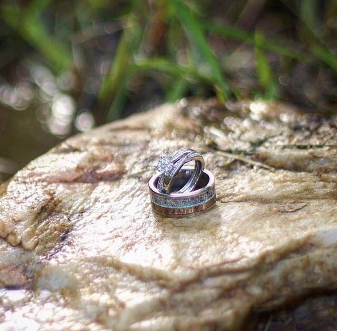 TheCountryBoy - Rock Display - Men's Antler Wedding Rings