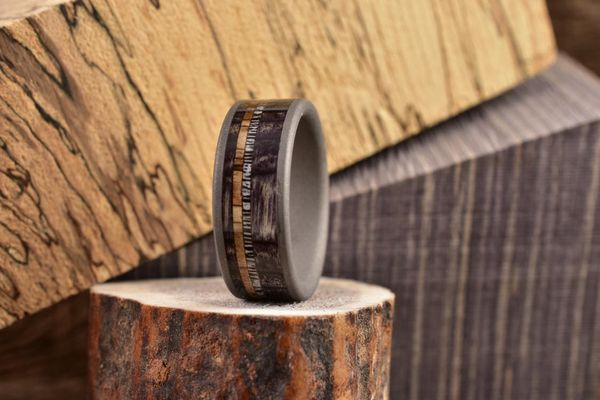 TheSniper - Wood Display - Men's Antler Wedding Rings