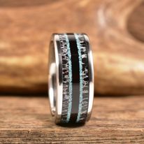 TheRidgeLine - Wood Display - Men's Antler Wedding Rings