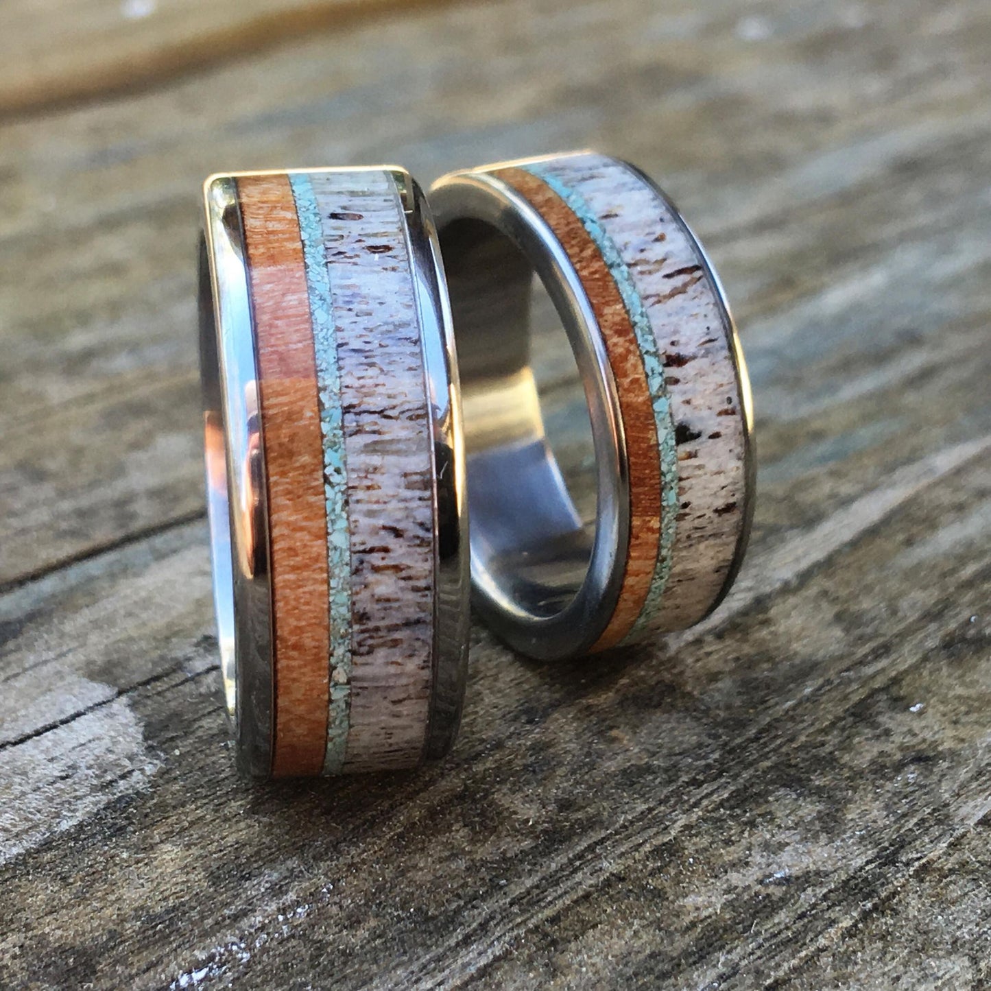 TheCountryBoy - Double Ring DIsplay - Men's Antler Wedding Rings