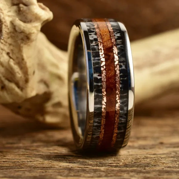 TheGuardsman -Up Close View- Men's Antler Wedding Rings