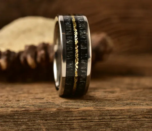 ThePro-StaffDarkAntlerEdition - Wood Display - Men's Antler Wedding Rings