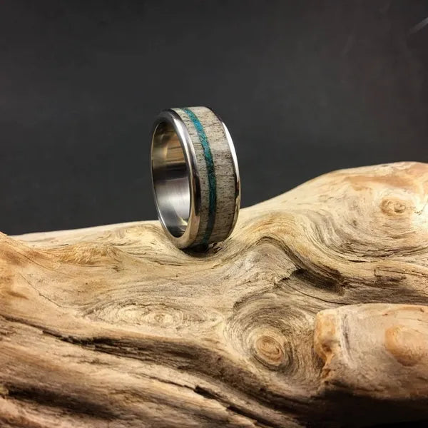 TheRoxyAnn - Wood Display - Men's Antler Wedding Rings