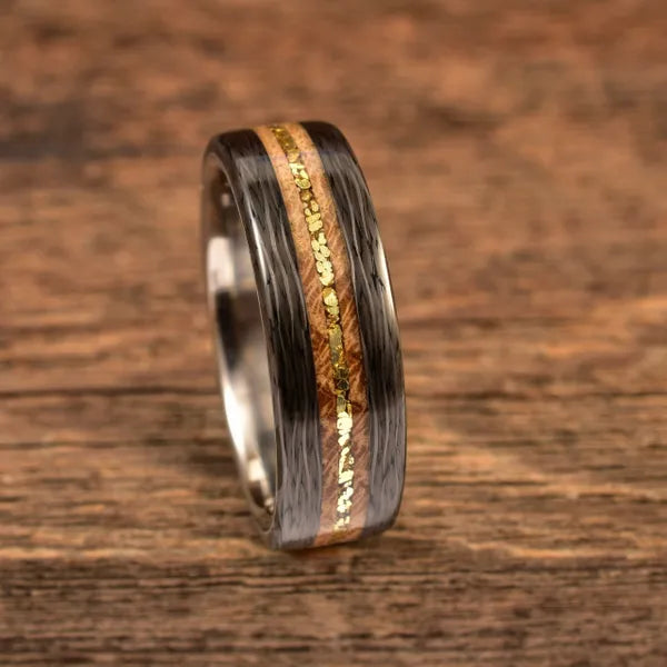 WhiskeyBent_GoldEdition - Wood Display - Men's Wedding Rings